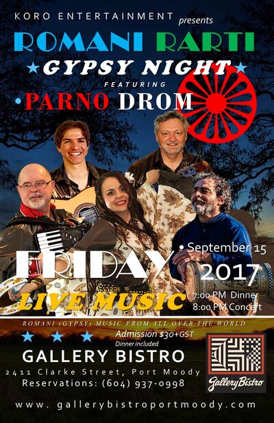 Romani Rarti-Gypsy Night: Parno Drom @ Gallery Bistro Sep 15 2017 - May 13th @ Gallery Bistro