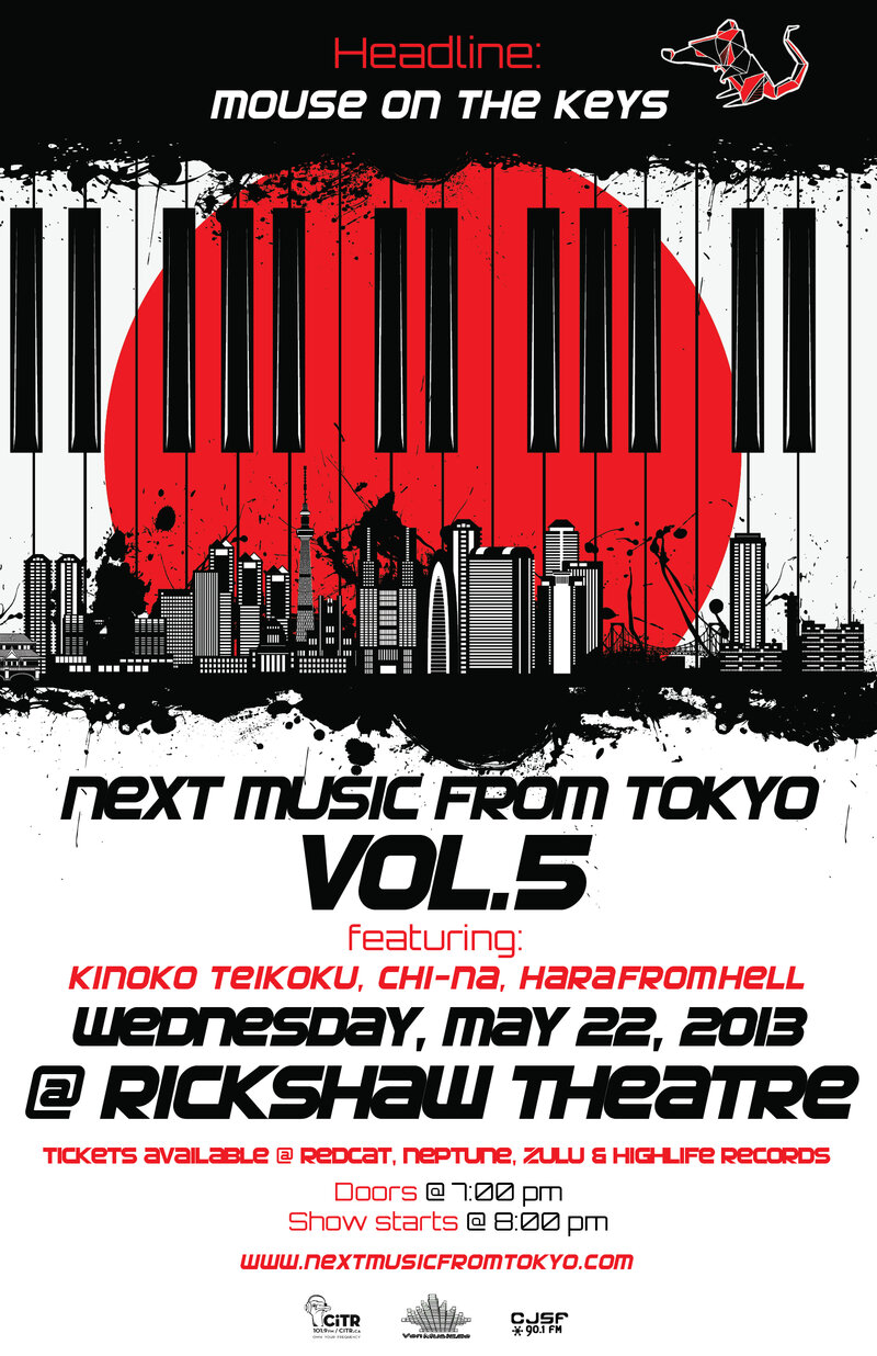 Next Music from Tokyo, mouse on the keys, Kinoko Teikoku, Chi-na, Harafromhell @ Rickshaw Theatre May 22 2013 - Jul 2nd @ Rickshaw Theatre
