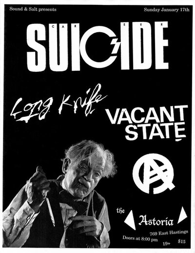 Career Suicide, Long Knife , Vacant State, Oaf @ The Astoria  Jan 17 2016 - Jun 7th @ The Astoria 
