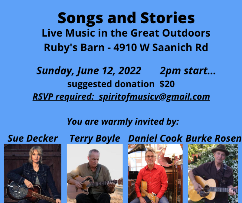 Daniel Cook, Terry Boyle, Burke Rosen, Sue Decker @ Ruby's Barn Jun 12 2022 - May 7th @ Ruby's Barn