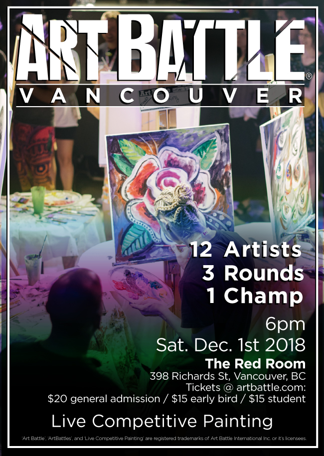 Art Battle Vancouver - December @ The Red Room Dec 1 2018 - Jun 16th @ The Red Room