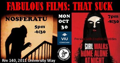 Fabulous Films: That Suck (Halloween Doubleheader) @ Vancouver Island University - Cowichan Campus Oct 30 2017 - Jun 7th @ Vancouver Island University - Cowichan Campus