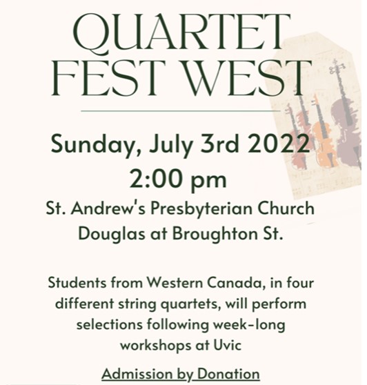 Quartet Fest West Recital - Jun 12th @ St. Andrews Presbyterian Church