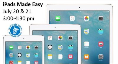 iPads made Easy (Parts 1 & 2) @ Vancouver Island Regional Library (Cowichan Branch) Jul 21 2017 - Jun 4th @ Vancouver Island Regional Library (Cowichan Branch)