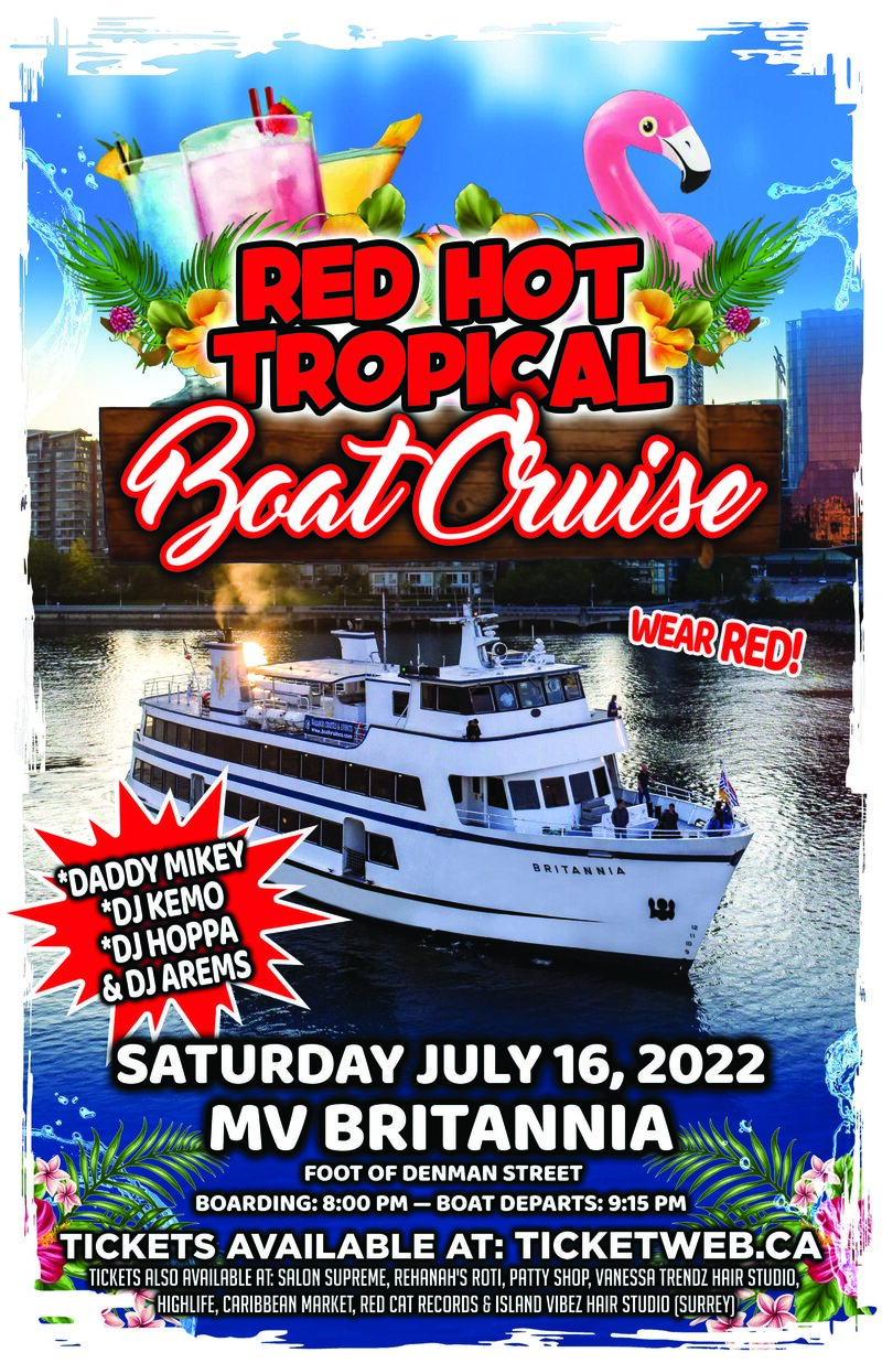 RED HOT TROPICAL BOAT CRUISE: Daddy Mikey, DJ Kemo, DJ Hoppa, DJ AREMS @ MV BRITANNIA Jul 16 2022 - May 10th @ MV BRITANNIA