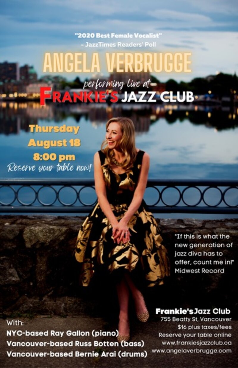 Angela Verbrugge - May 6th @ Frankie's Jazz Club 