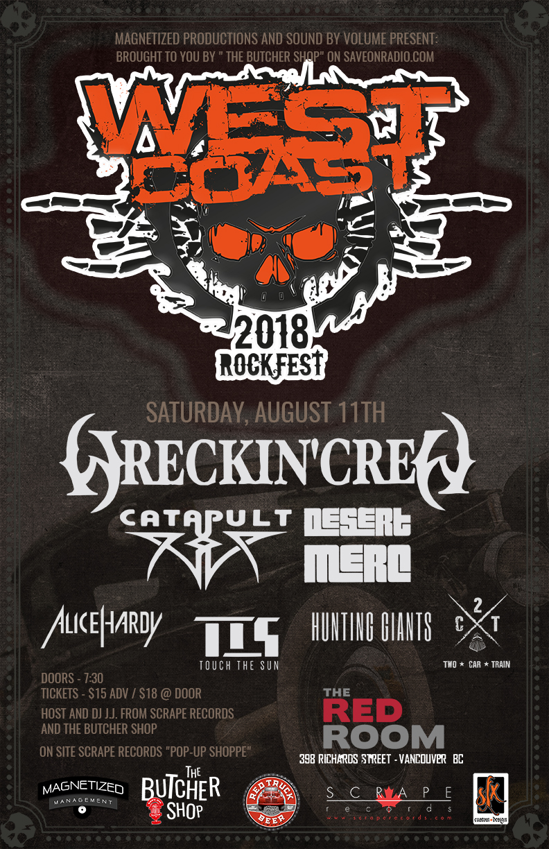 West Coast Rock Fest /Wreckin Crew, Catapult, Desert Merc & More @ The Red Room Aug 11 2018 - Jun 18th @ The Red Room