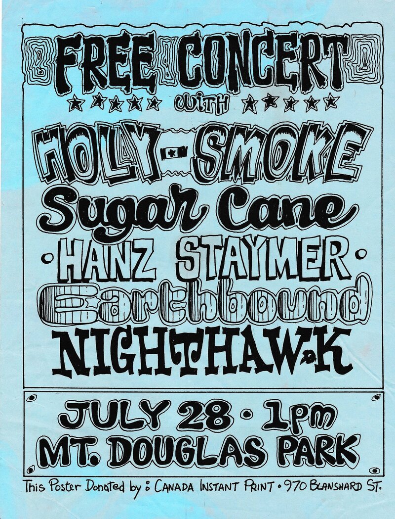 Mount Douglas Park Rock Festival: It's A Beautiful Day, Sugar Cane, Holy Smoke, Earthbound, Night Hawk @ Mount Douglas Park Jul 28 1974 - May 8th @ Mount Douglas Park