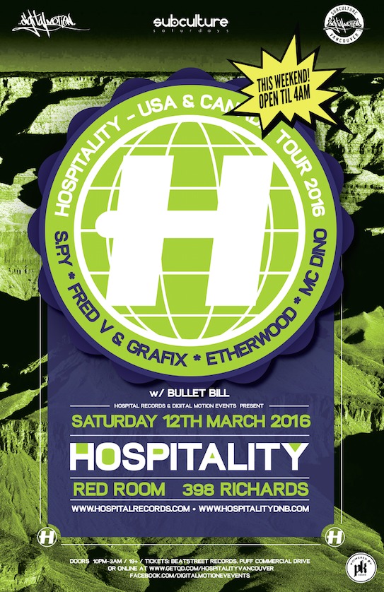 SUBcultureSaturdays feat: S.P.Y, FRED V & GRAFIX, ETHERWOOD  , Bullet Bill  @ The Red Room Mar 12 2016 - Jun 23rd @ The Red Room