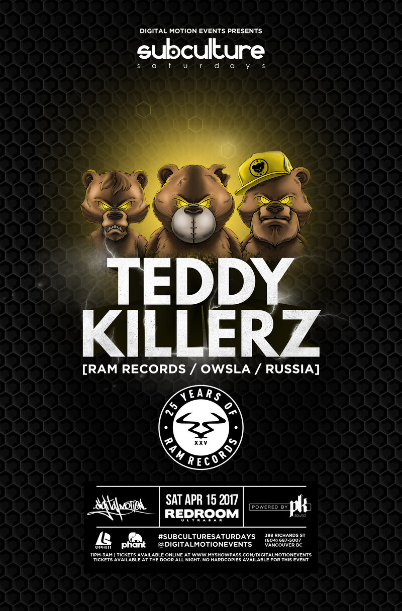 Teddy Killerz  (Ram Records, Russia) @ The Red Room Apr 15 2017 - Jun 11th @ The Red Room