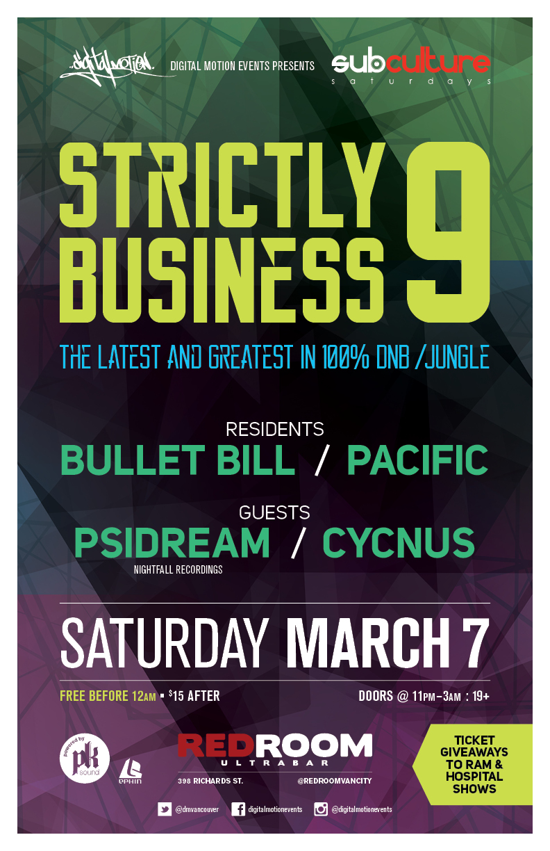 STRICTLY BUSINESS 9 *** 100% Drum n Bass Jungle *** @ The Red Room Mar 7 2015 - Jun 19th @ The Red Room