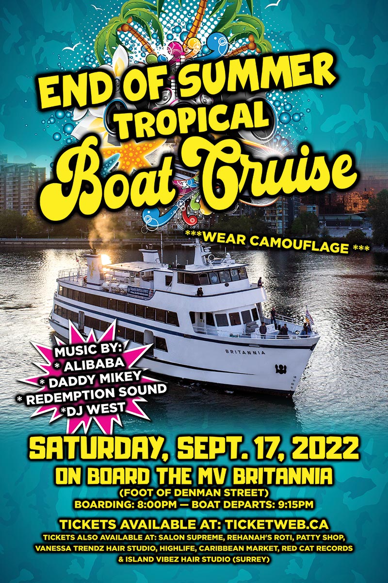 END OF SUMMER TROPCIAL BOAT CRUISE: DJ ALIBABA, Daddy Mikey, REDEMPTION SOUND, DJ WEST @ HARBOUR CRUISES Sep 17 2022 - May 6th @ HARBOUR CRUISES