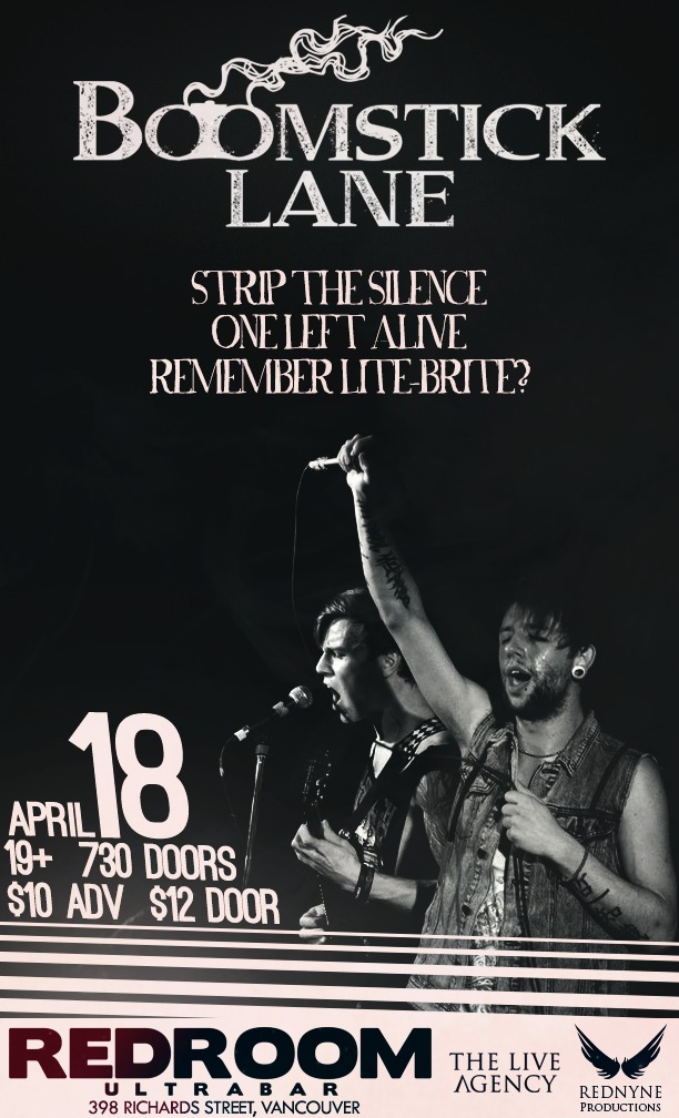 Boomstick Lane, Strip The Silence, One Left Alive, Remember Lite-Brite? @ The Red Room Apr 18 2015 - Jun 11th @ The Red Room