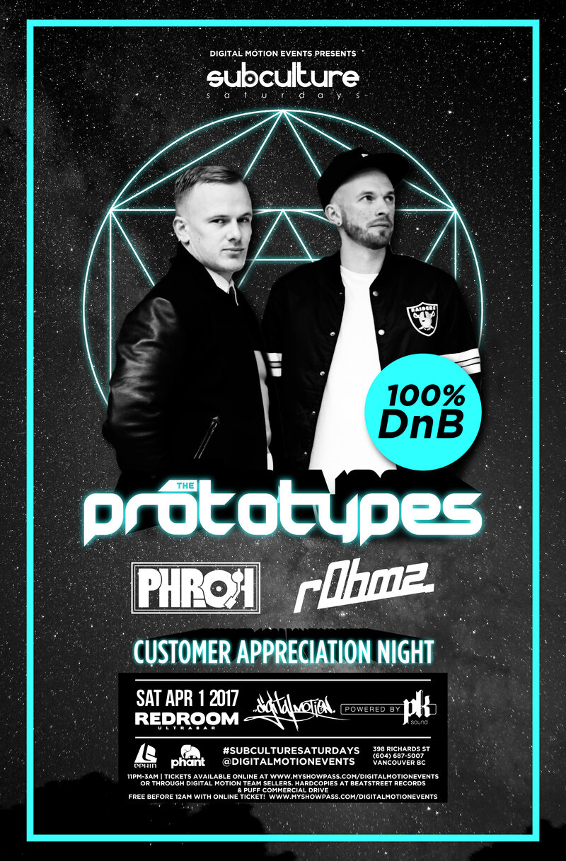 ★Customer Appreciation Night w/: THE PROTOTYPES (100% DnB) @ The Red Room Apr 1 2017 - Jun 23rd @ The Red Room