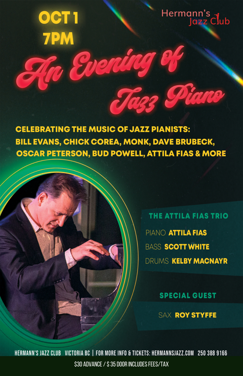 Attila Fias: An Evening of Jazz Piano - Apr 30th @ Hermann's Jazz Club