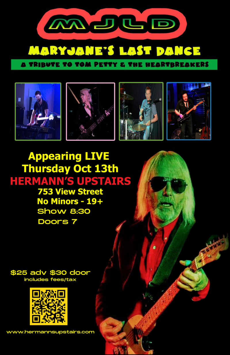 Maryjane's Last Dance:  Tribute To Tom Petty and the Heartbreakers @ Hermann's Upstairs Oct 13 2022 - Jun 11th @ Hermann's Upstairs