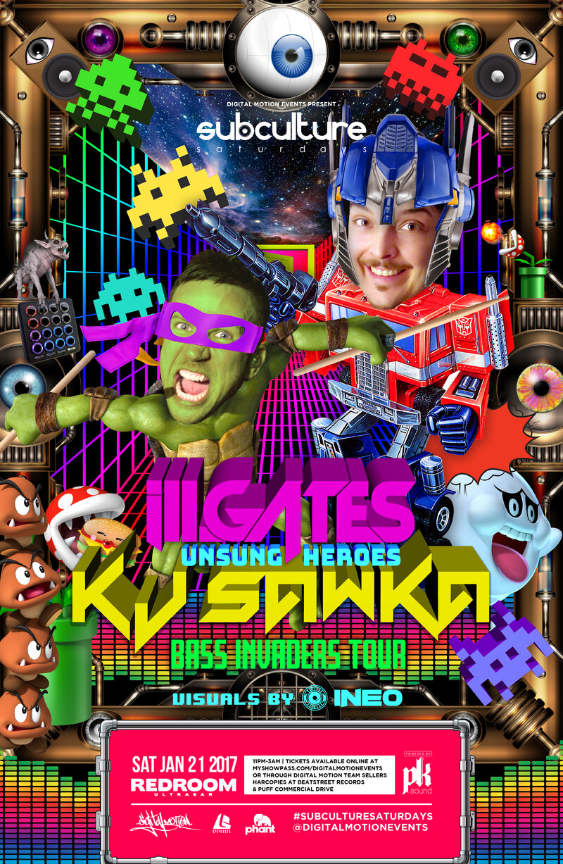 Bass invaders Tour ft: LL GATES, K J Sawka @ The Red Room Jan 21 2017 - Jun 23rd @ The Red Room