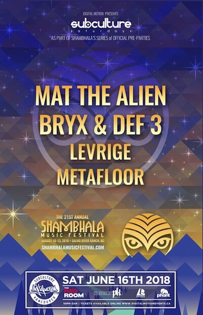 Official Shambhala Vancouver Pre Party at SUBculture Saturdays @ The Red Room Jun 16 2018 - Jun 20th @ The Red Room
