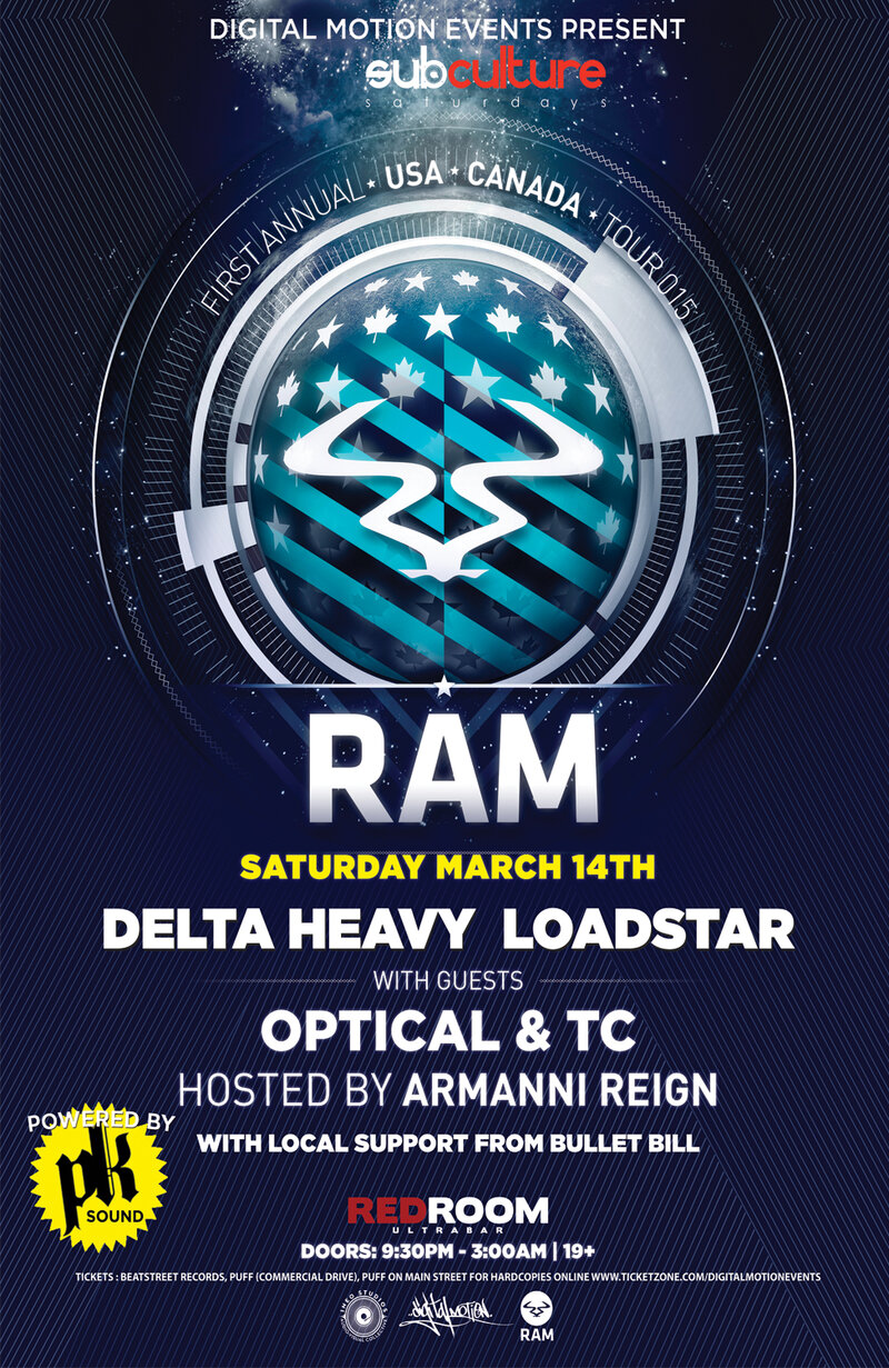 SUBculture Saturday's Feat RAM RECORDS TOUR 2015 @ The Red Room Mar 14 2015 - Jun 18th @ The Red Room