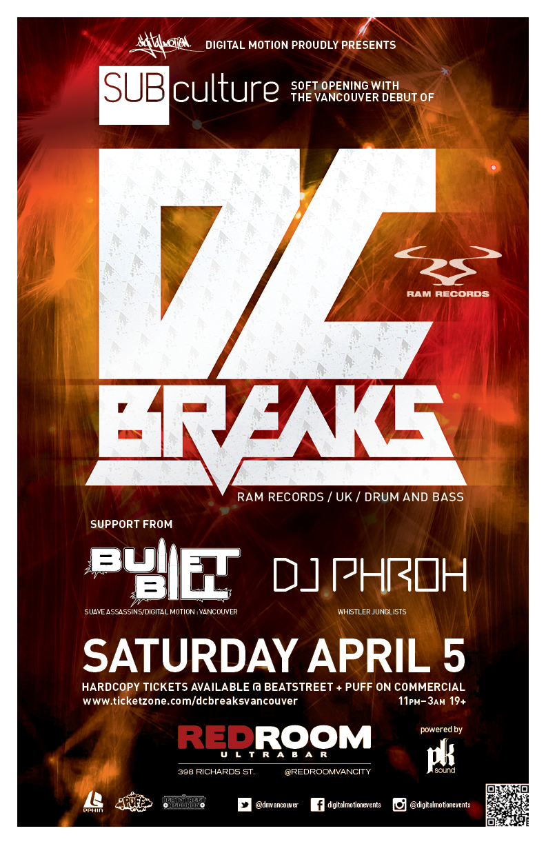 SUBculture SOFT OPENING w/: DC BREAKS, Bullet Bill , DJ PROH  @ The Red Room Apr 5 2014 - Jun 13th @ The Red Room