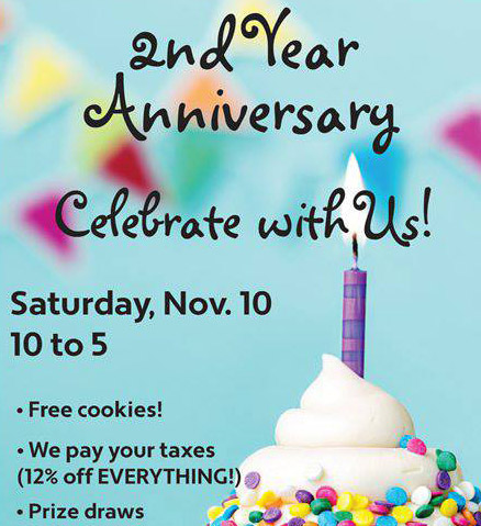 Two Hoots Anniversary Celebration Sale @ Two Hoots Gift Gallery, 1490 Fisher Road, Cobble Hill Nov 10 2018 - Jun 6th @ Two Hoots Gift Gallery, 1490 Fisher Road, Cobble Hill