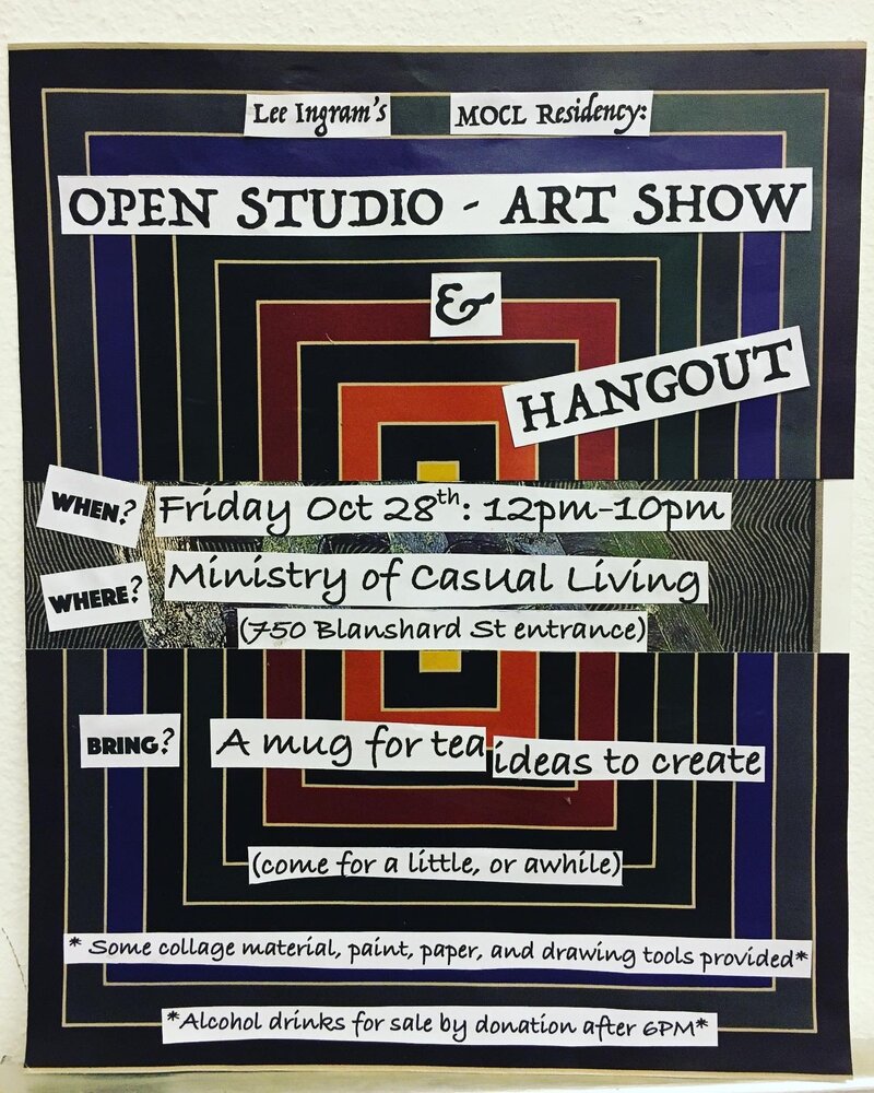 Open Studio - Art Show & Hangout: Lee Ingram @ The Ministry of Casual Living Oct 28 2022 - Jul 13th @ The Ministry of Casual Living