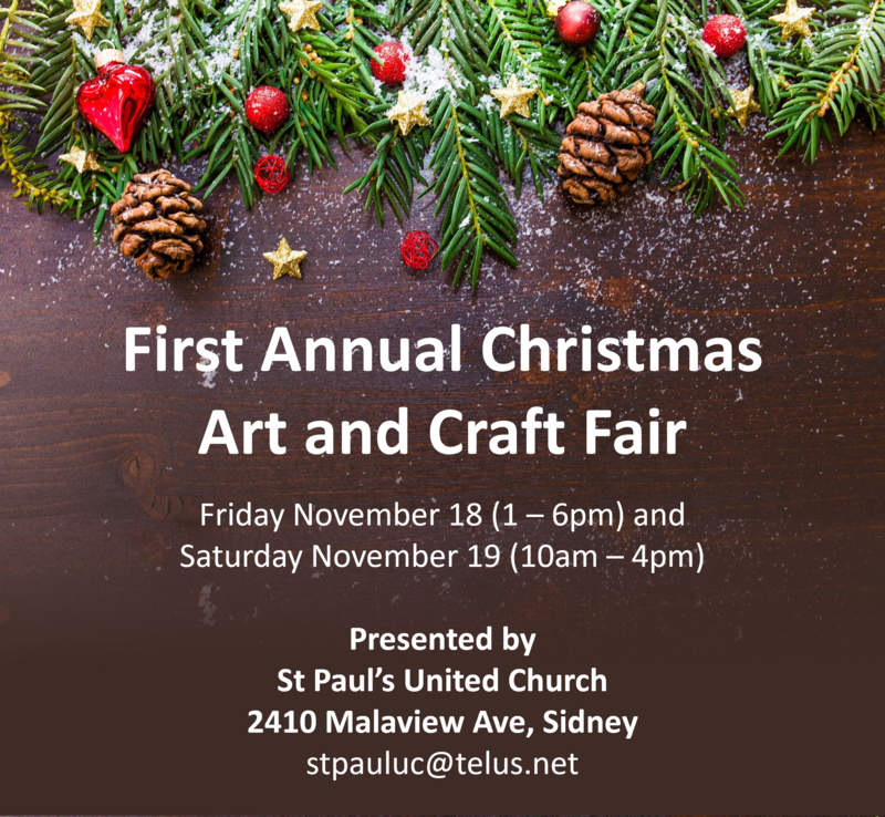 Christmas Art & Craft Fair - May 7th @ St Paul's United Church