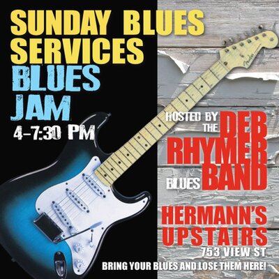 Sunday Blues Services - Blues Jam Hosted by the Deb Rhymer Blues Band - May 1st @ Hermann's Upstairs
