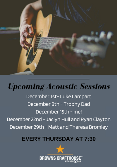 Acoustic Sessions: Jaclyn Hull, Ryan Clayton  @ Crafthouse Vic West  Dec 22 2022 - May 6th @ Crafthouse Vic West 