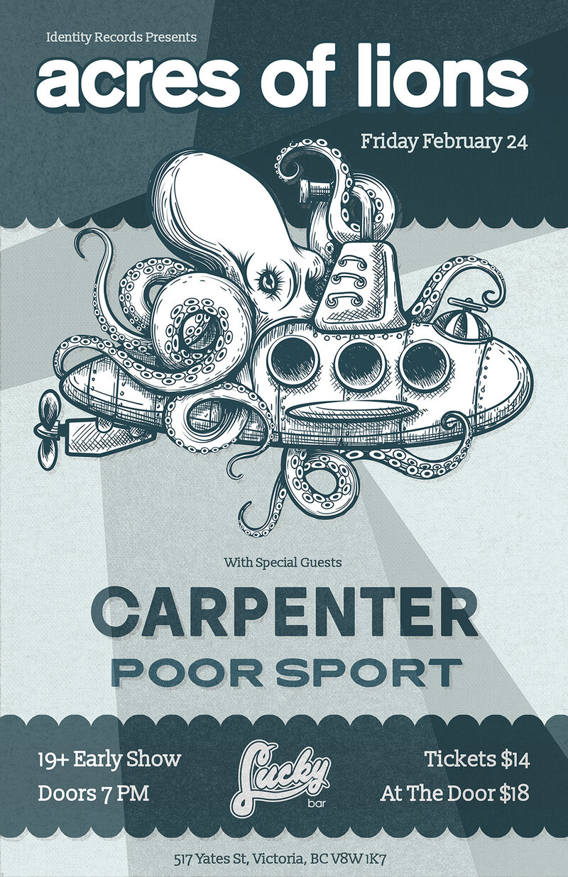 Acres Of Lions with Carpenter and Poor Sport - May 10th @ Lucky Bar