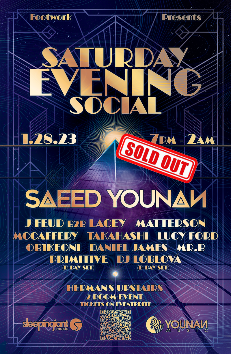 Saturday EVENING Social w/ Saeed Younan (2 room event) - Jun 5th @ Hermann's Upstairs