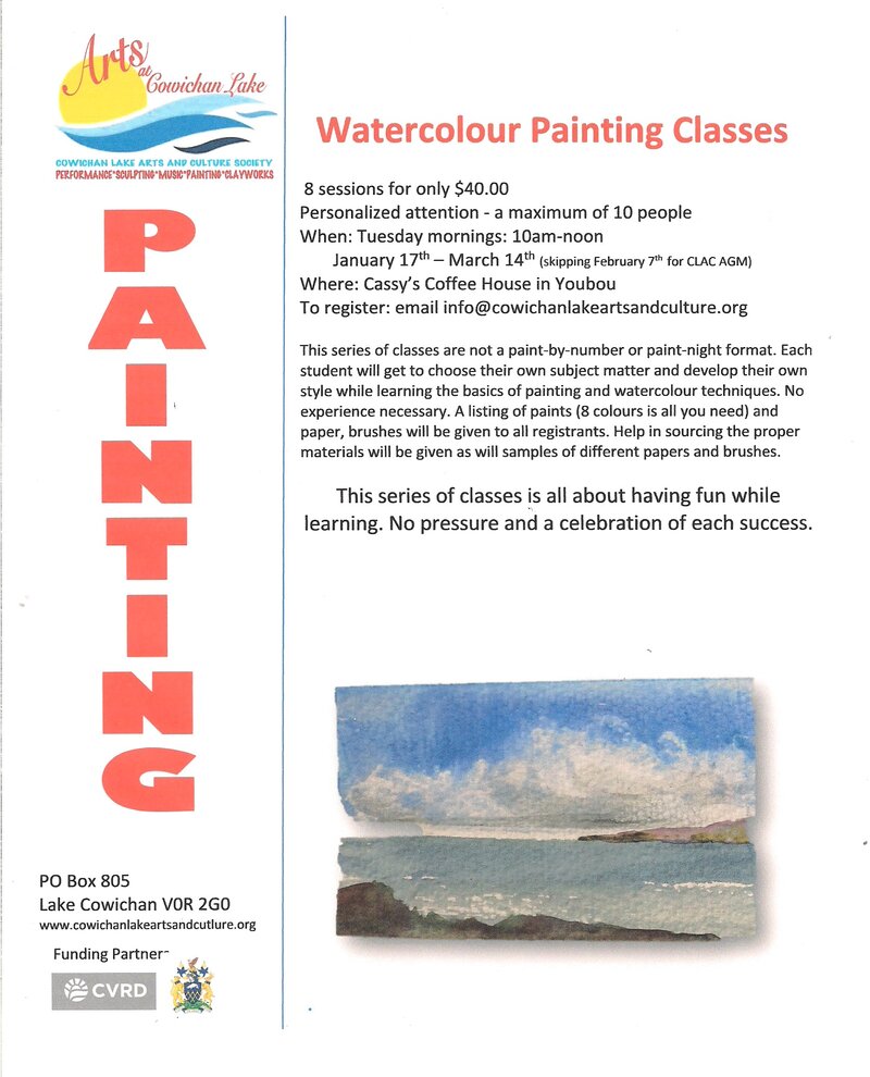 Watercolour Classes @ Cassy's Coffee House Jan 24 2023 - May 8th @ Cassy's Coffee House