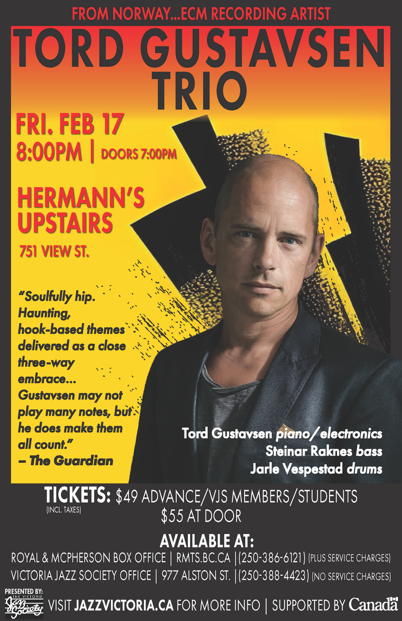 Victoria Jazz Society presents Tord Gustavsen Trio @ Hermann's Upstairs Feb 17 2023 - Jun 7th @ Hermann's Upstairs