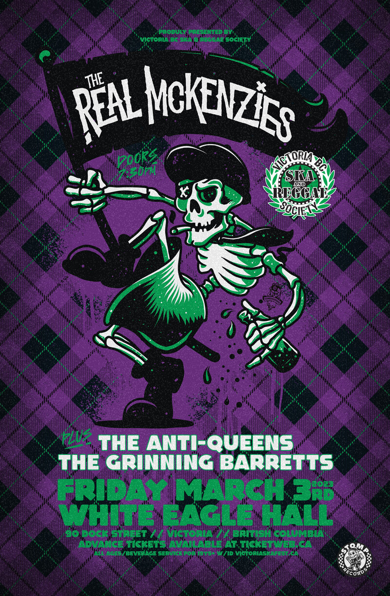 Real McKenzies, The Anti-Queens & The Grinning Barretts at White Eagle Hall! - May 6th @ White Eagle Polish Hall
