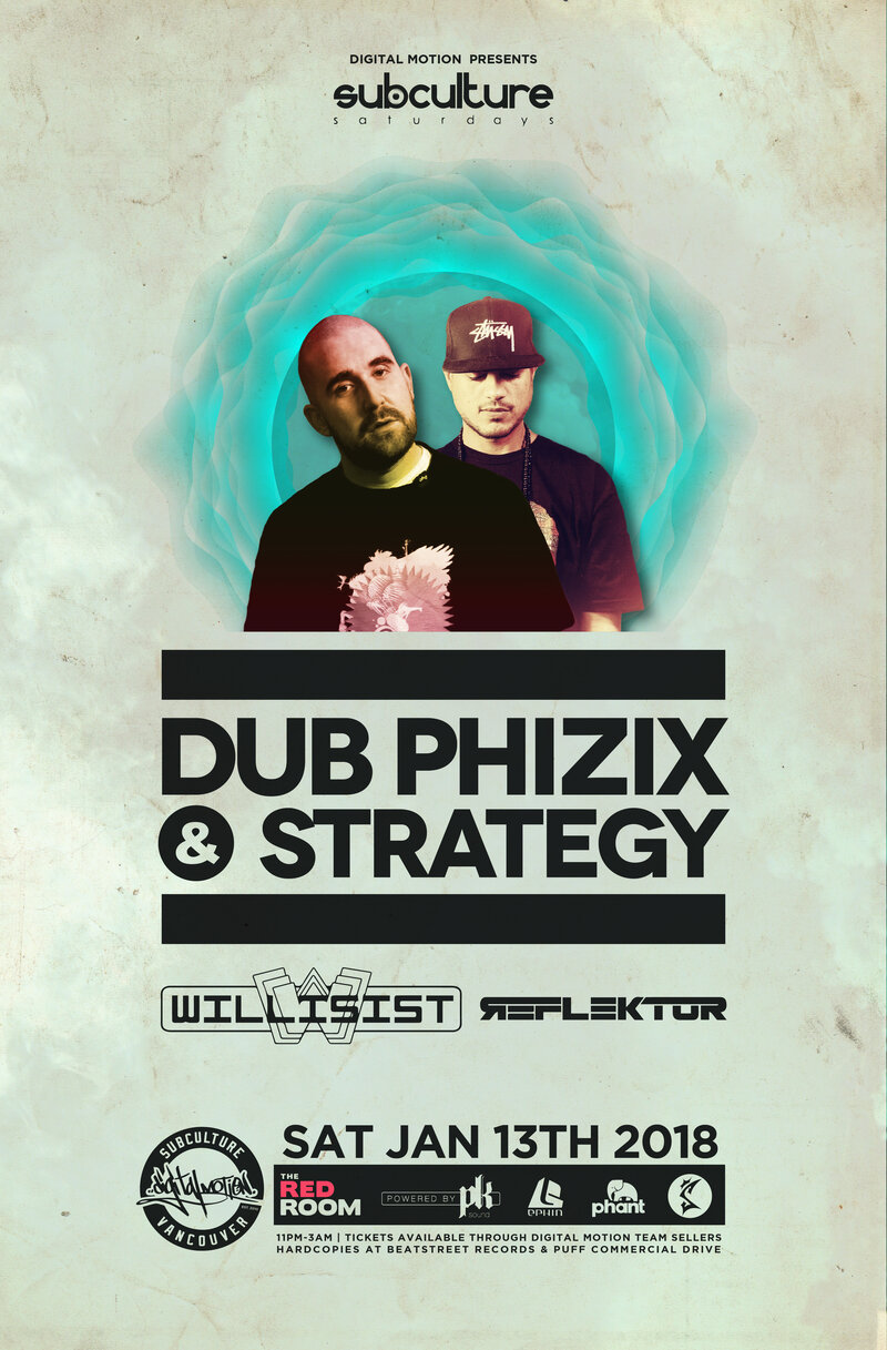 #SUBcultureSaturdays: Dub Phizix, Mc Strategy @ The Red Room Jan 13 2018 - Jun 22nd @ The Red Room