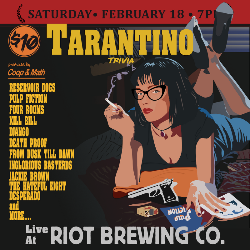 Pub trivia like no other: Coop and Math @ Riot Brewing Co. Feb 18 2023 - Jun 4th @ Riot Brewing Co.