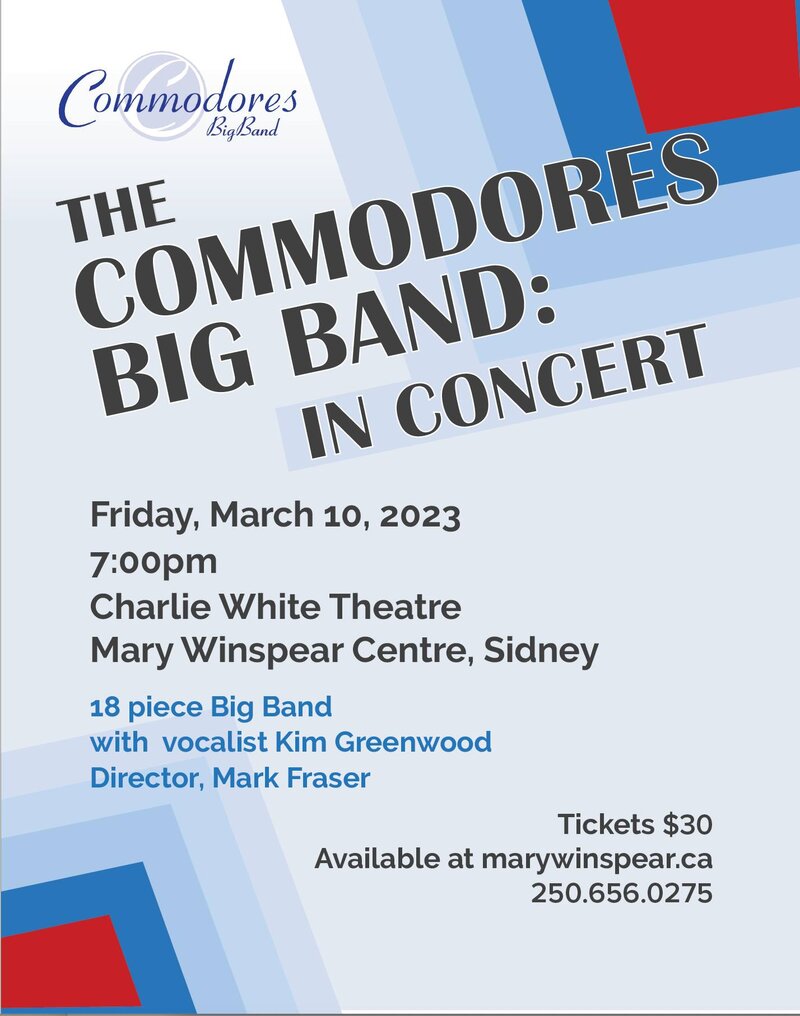 In Concert: Commodores Big Band, Kim Greenwood @ Mary Winspear Centre Mar 10 2023 - May 1st @ Mary Winspear Centre