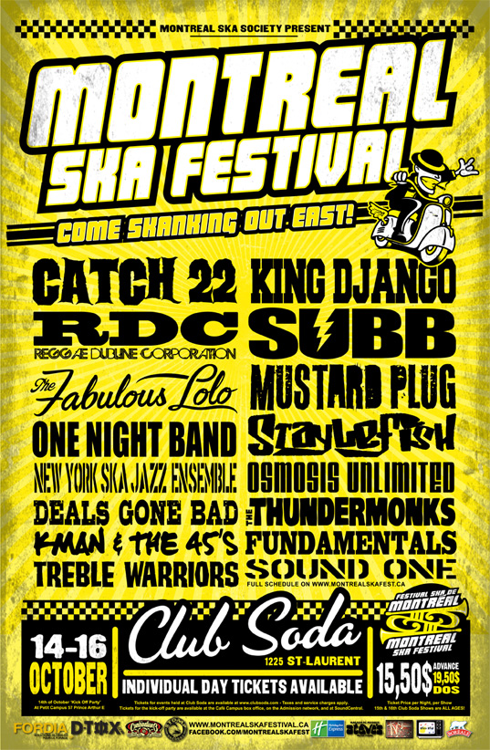 MONTREAL SKA FESTIVAL - OCTOBER 14TH - 16TH @ CLUB SODA: Montreal Ska Festival  @ Club Soda Oct 14 2010 - May 6th @ Club Soda