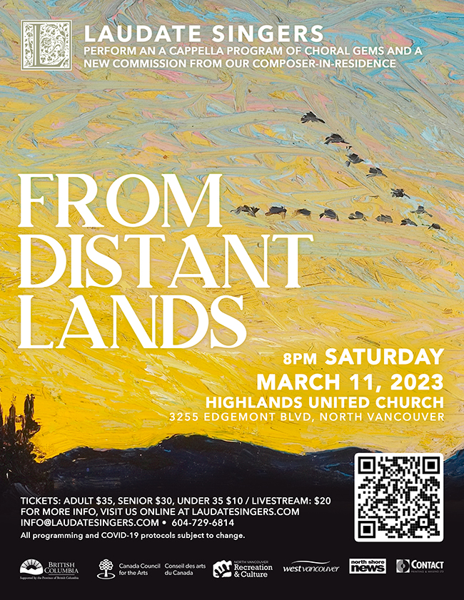 From Distant Lands: Laudate Singers @ Highlands United Church Mar 11 2023 - May 16th @ Highlands United Church