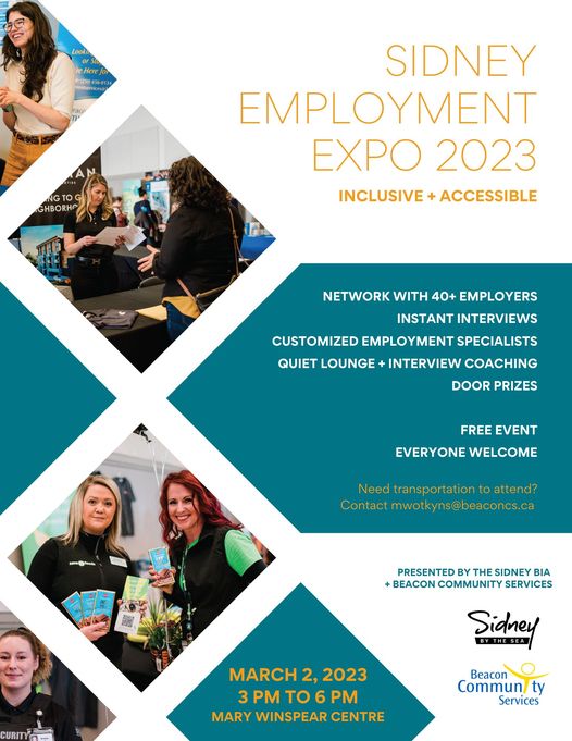 Sidney Employment Expo 2023 - Jun 16th @ Mary Winspear Centre