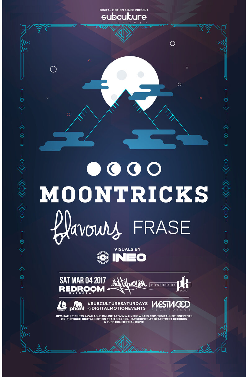 Moontricks and Flavours at SUBculture Saturdays @ The Red Room Mar 4 2017 - Jun 23rd @ The Red Room