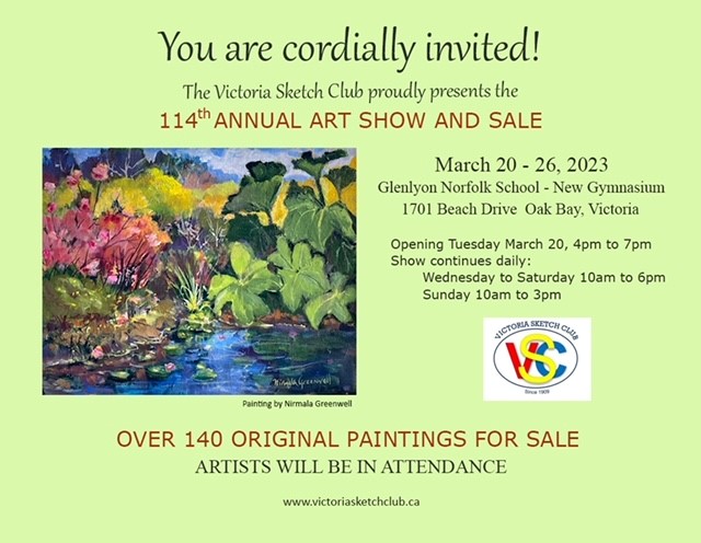 Victoria Sketch Club 114th Annual Art Show & Sale - Jun 6th @ 1701 Beach Drive