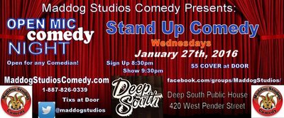 Open Mic Wednesday Stand Up Comedy: Melanie Rose (MC) @ Deep South Jan 27 2016 - May 7th @ Deep South