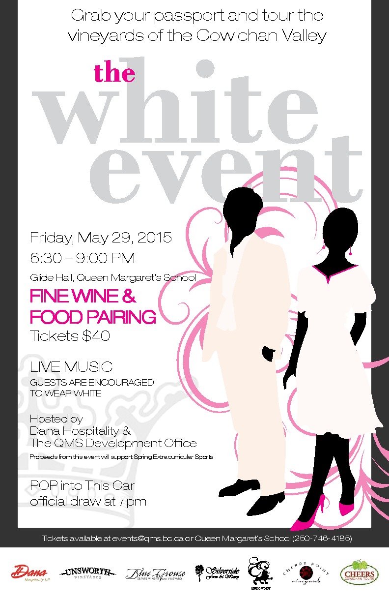 White Event - Wine and Food Pairing @ Queen Margaret's School - Glide Hall May 29 2015 - Jun 7th @ Queen Margaret's School - Glide Hall