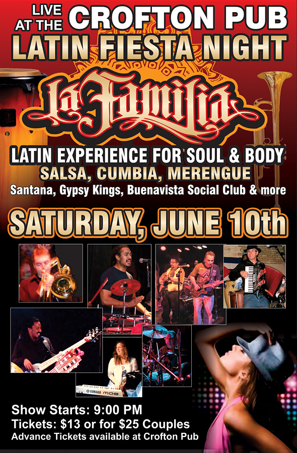 Crofton Pub presents Latin Fiesta Night with La Familia @ Crofton Pub - 1534 Joan Ave. Jun 10 2017 - Jun 3rd @ Crofton Pub - 1534 Joan Ave.
