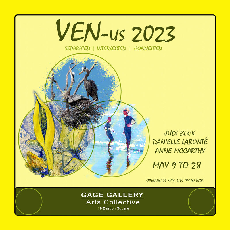 VEN-us  separated | intersected | connected: Anne McCarthy, Danielle Labont&eacute; , Judi Beck @ Gage Gallery Arts Collective May 11 2023 - Jun 9th @ Gage Gallery Arts Collective