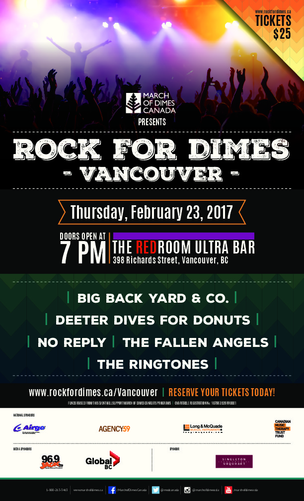 Rock for Dimes Vancouver 2017 @ The Red Room Feb 23 2017 - Jun 24th @ The Red Room