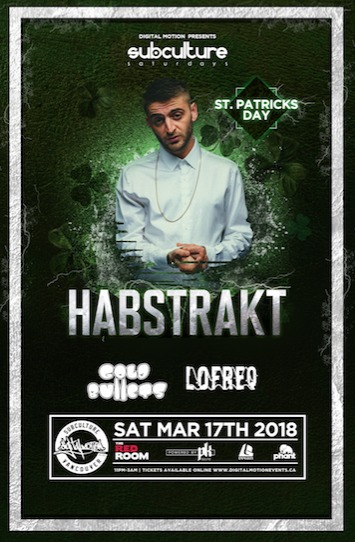 St. Patricks Day w/ Habstrakt at SUBculture Saturdays @ The Red Room Mar 17 2018 - Jun 19th @ The Red Room