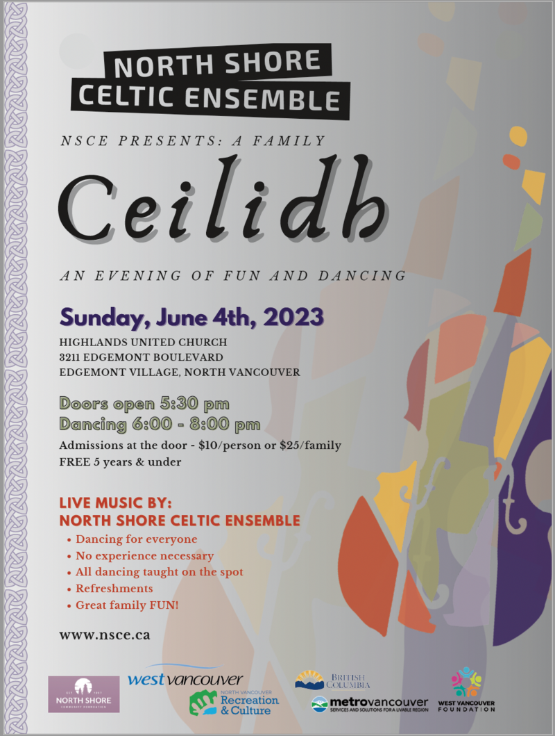 NSCE Presents: A Family Ceilidh @ Highlands United Church - Jun 04, 2023