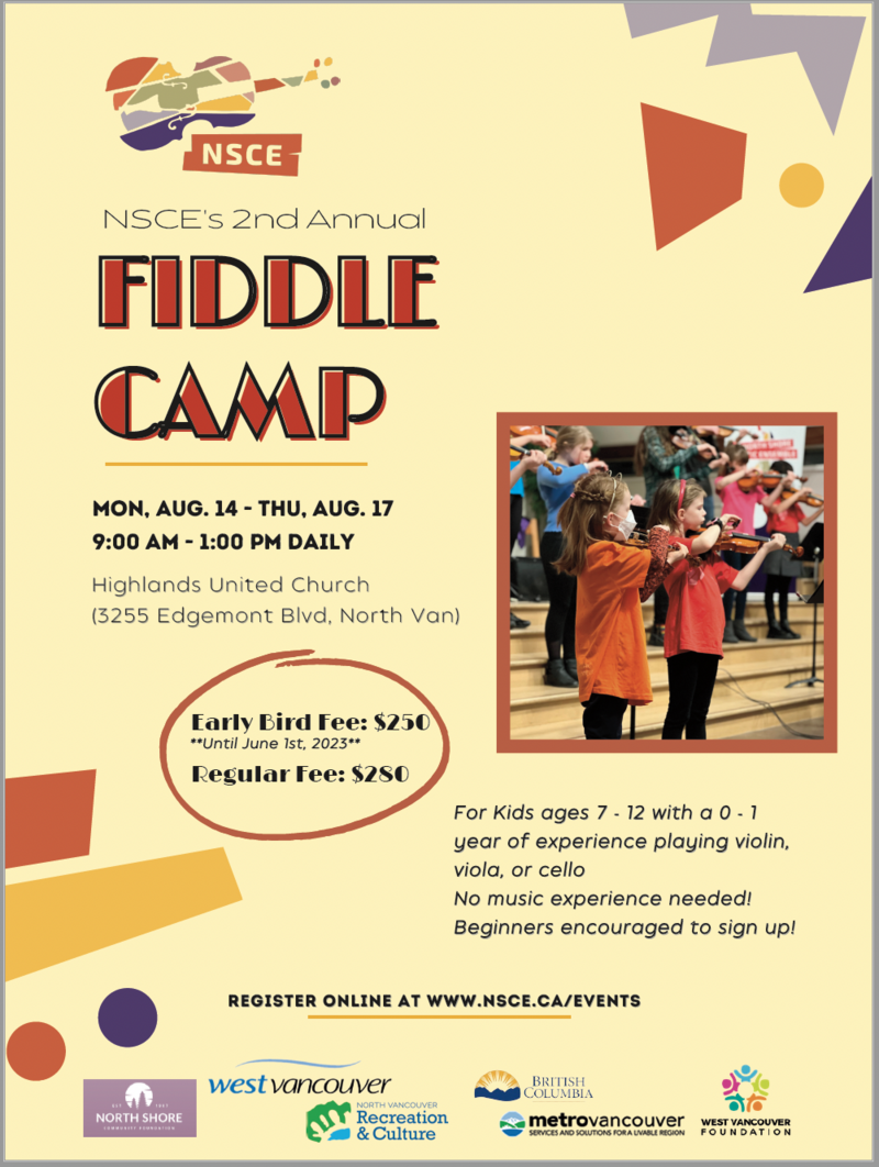 NSCE's 2nd Annual Fiddle Camp - May 16th @ Highlands United Church